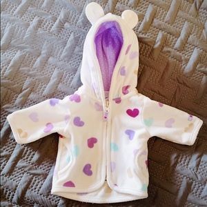 Zip-Up Fleece Hoodie - NB Heart Pattern